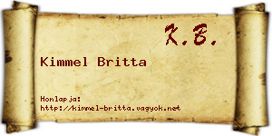 Kimmel Britta névjegykártya